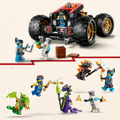 LEGO NINJAGO Land-Bounty - Bouwpakket voor Kinderen Vanaf 9 Jaar met 3 Voertuigen en 6 Minifiguren - Incl. Speelgoed Motor, Terreinbuggy en Schip - Cadeau voor Jongens en Meisjes - 71869