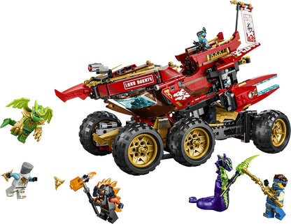 LEGO NINJAGO Land-Bounty - Bouwpakket voor Kinderen Vanaf 9 Jaar met 3 Voertuigen en 6 Minifiguren - Incl. Speelgoed Motor, Terreinbuggy en Schip - Cadeau voor Jongens en Meisjes - 71869