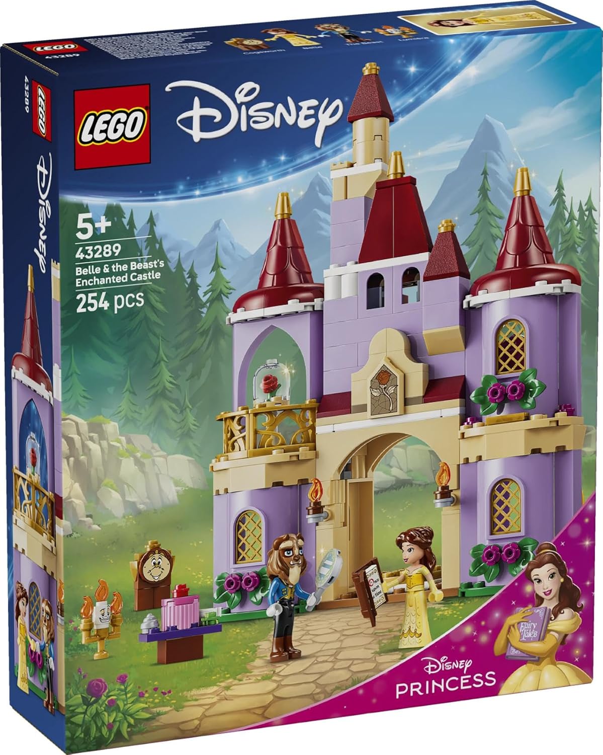 LEGO | Disney Princess Het Betoverde Kasteel van Belle en het Beest Bouwbaar Speelgoed met 2 Poppetjes en Lumière Figuur - Cadeau voor Meisjes en Jongens vanaf 5 Jaar en Beauty & the Beast Fans 43289