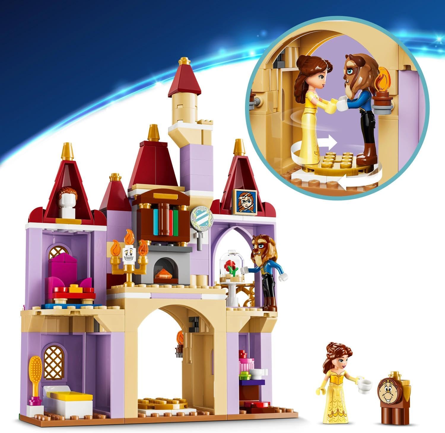 LEGO | Disney Princess Het Betoverde Kasteel van Belle en het Beest Bouwbaar Speelgoed met 2 Poppetjes en Lumière Figuur - Cadeau voor Meisjes en Jongens vanaf 5 Jaar en Beauty & the Beast Fans 43289