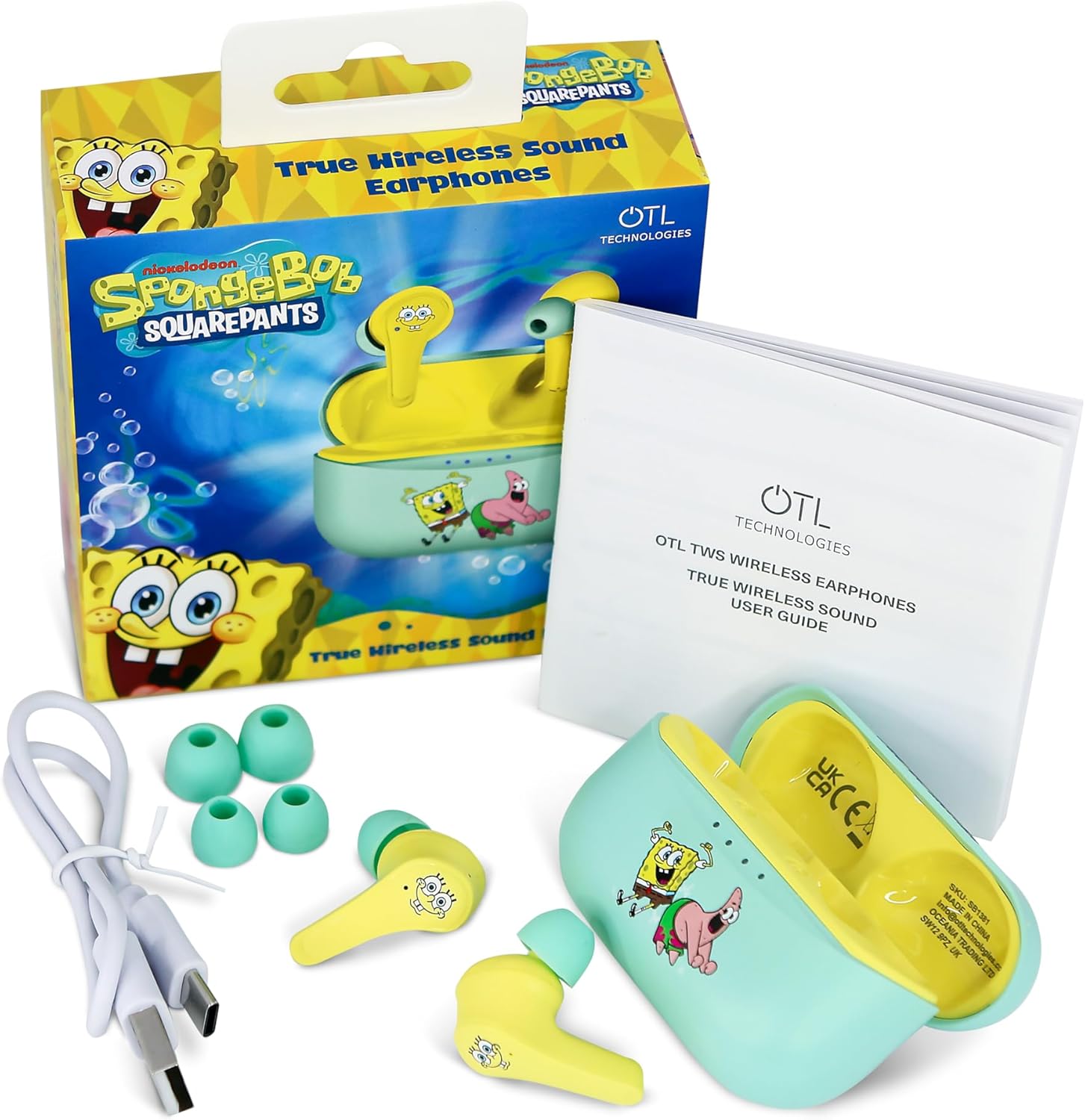 OTL Technologies SpongeBob SquarePants TWS Wireless Earphones with Charging Case