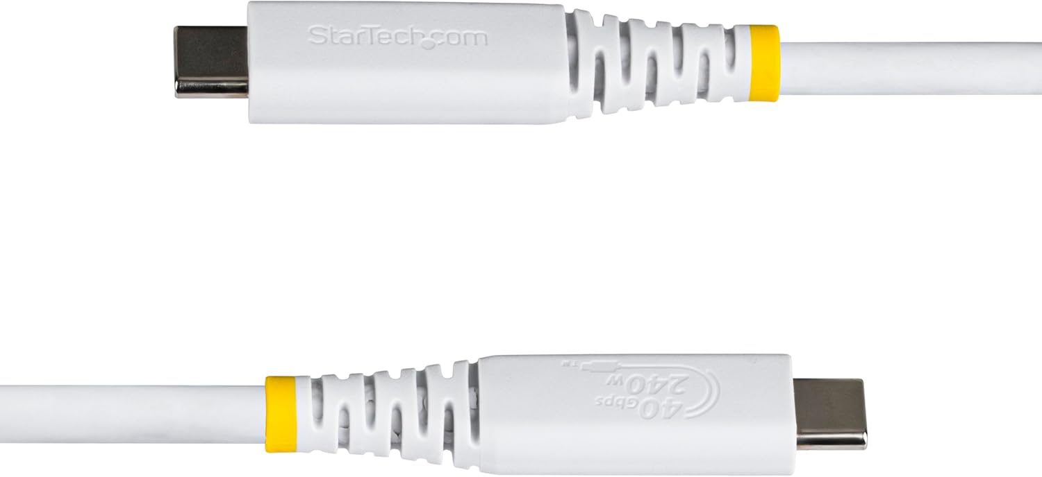 StarTech 1m (3ft) USB4 Cable, 40Gbps, USB-IF Certified USB-C Cable, 240W, 8K 60Hz/4K 240Hz DP2.1, Thunderbolt 4 Compatible, White
