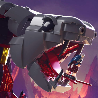 Mattel Brick Shop Masters of the Universe, Scontro alla Snake Mountain con 636 pezzi e 12 personaggi, per collezionisti adulti e ragazzi dai 13 anni in su, JMB31