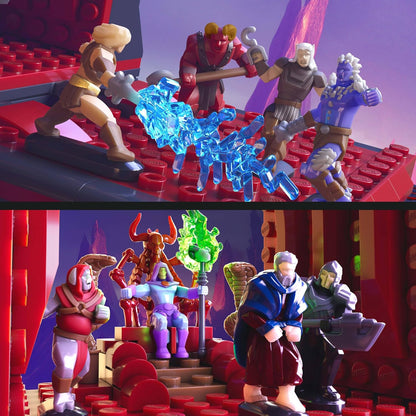 Mattel Brick Shop Masters of the Universe, Scontro alla Snake Mountain con 636 pezzi e 12 personaggi, per collezionisti adulti e ragazzi dai 13 anni in su, JMB31