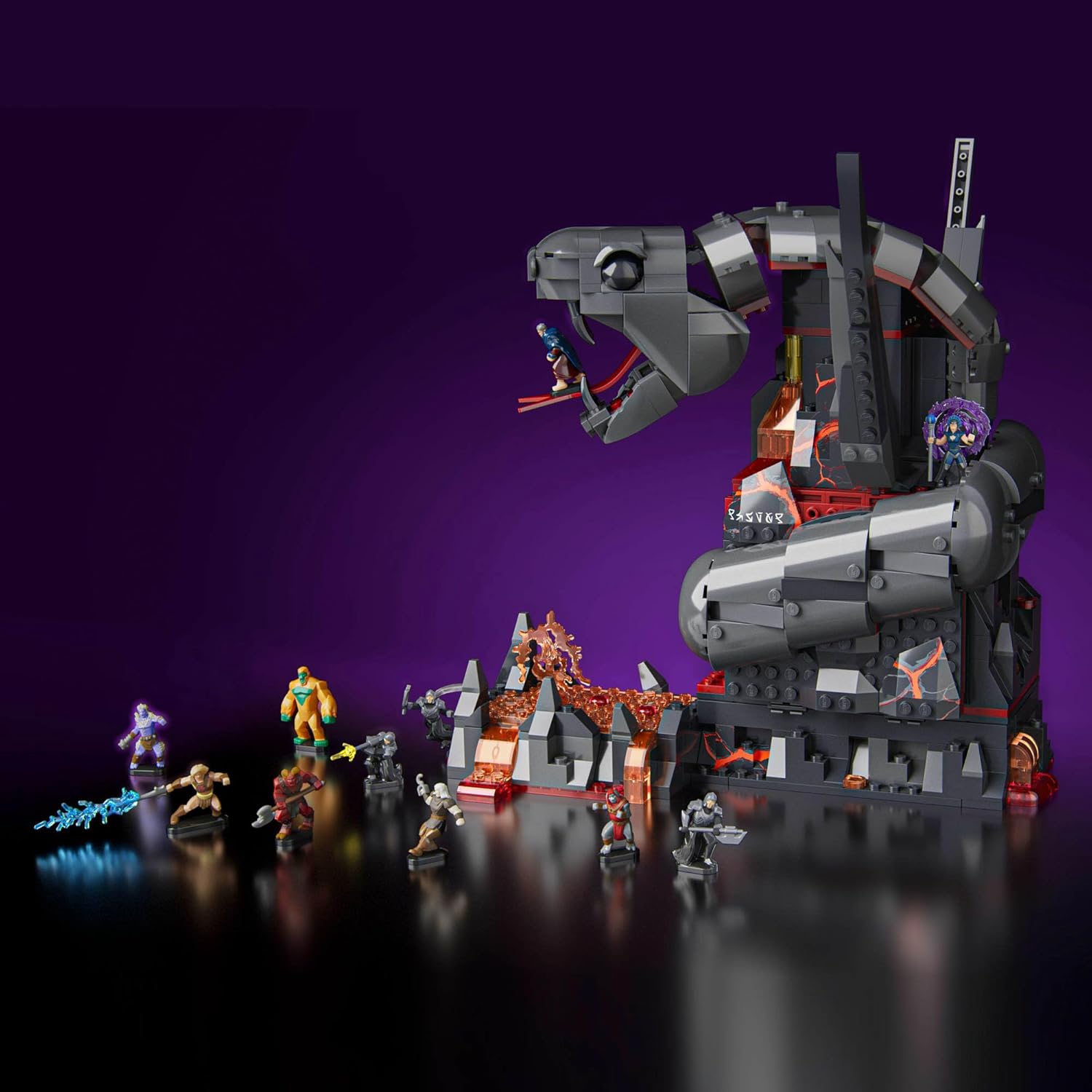 Mattel Brick Shop Masters of the Universe, Scontro alla Snake Mountain con 636 pezzi e 12 personaggi, per collezionisti adulti e ragazzi dai 13 anni in su, JMB31