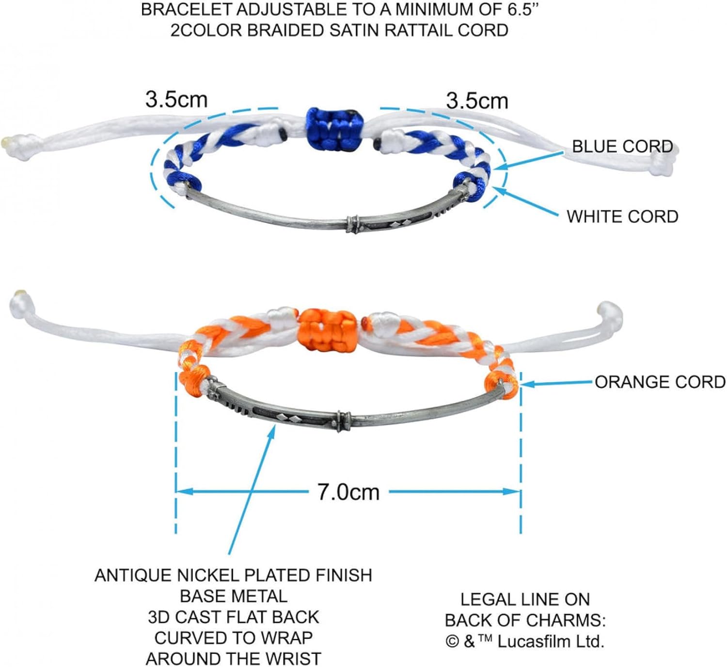 SalesOne Star Wars Ahsoka Lichtschwerter Paracord-Armband-Set – Star Wars Geschenke – Star Wars Merchandise, Einheitsgröße, Metall, Kein edelstein