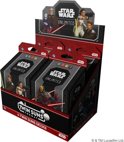 Asmodee | Star Wars: Unlimited TCG | Twin Suns DECK DISPLAY | 4 Prebuilt 80-Card Multiplayer Decks | Clone Wars Leaders | Legendary Cards & Exclusive Content | From Age 12 | 3 to 4 Players | 20 Min