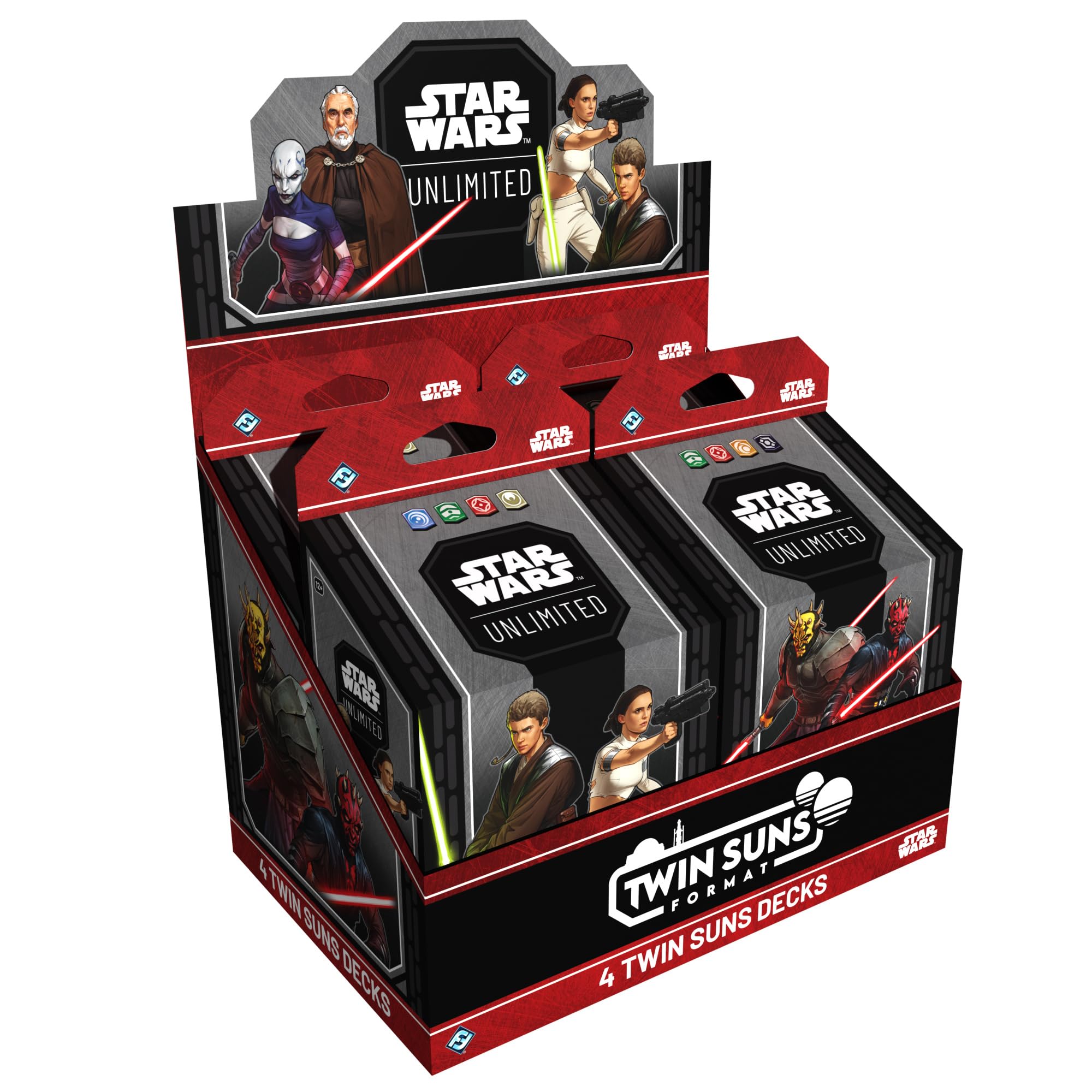 Asmodee | Star Wars: Unlimited TCG | Twin Suns DECK DISPLAY | 4 Prebuilt 80-Card Multiplayer Decks | Clone Wars Leaders | Legendary Cards & Exclusive Content | From Age 12 | 3 to 4 Players | 20 Min