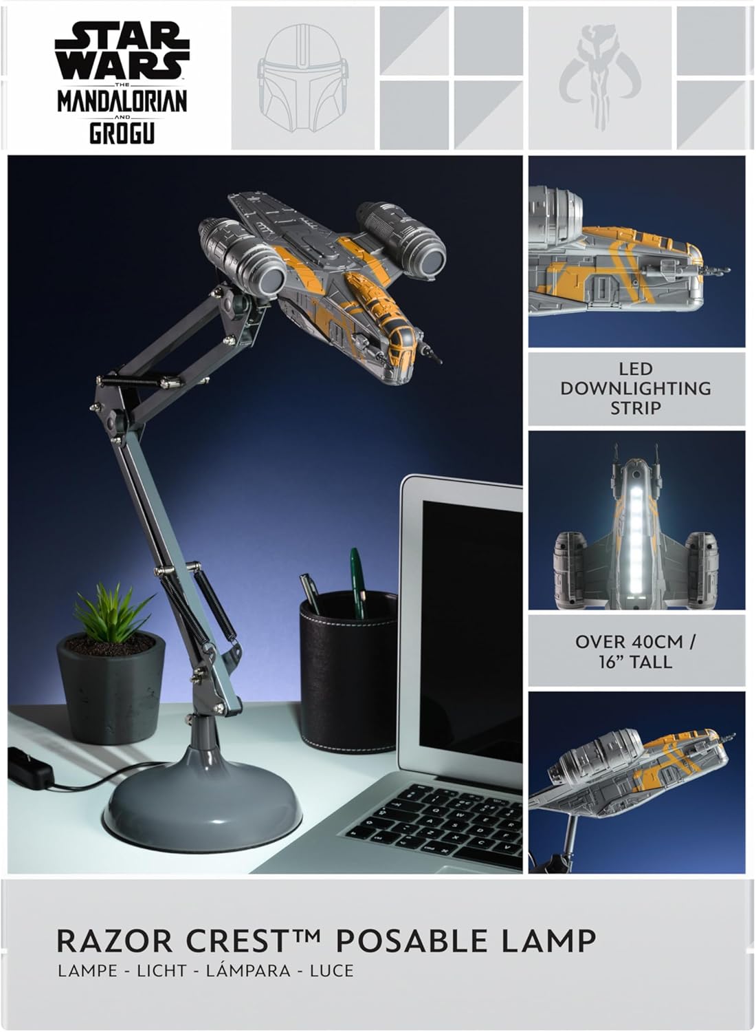 Paladone Star Wars Razor Crest Posable Desk Light – Adjustable LED Spaceship Lamp – USB Powered Mandalorian Desk Light