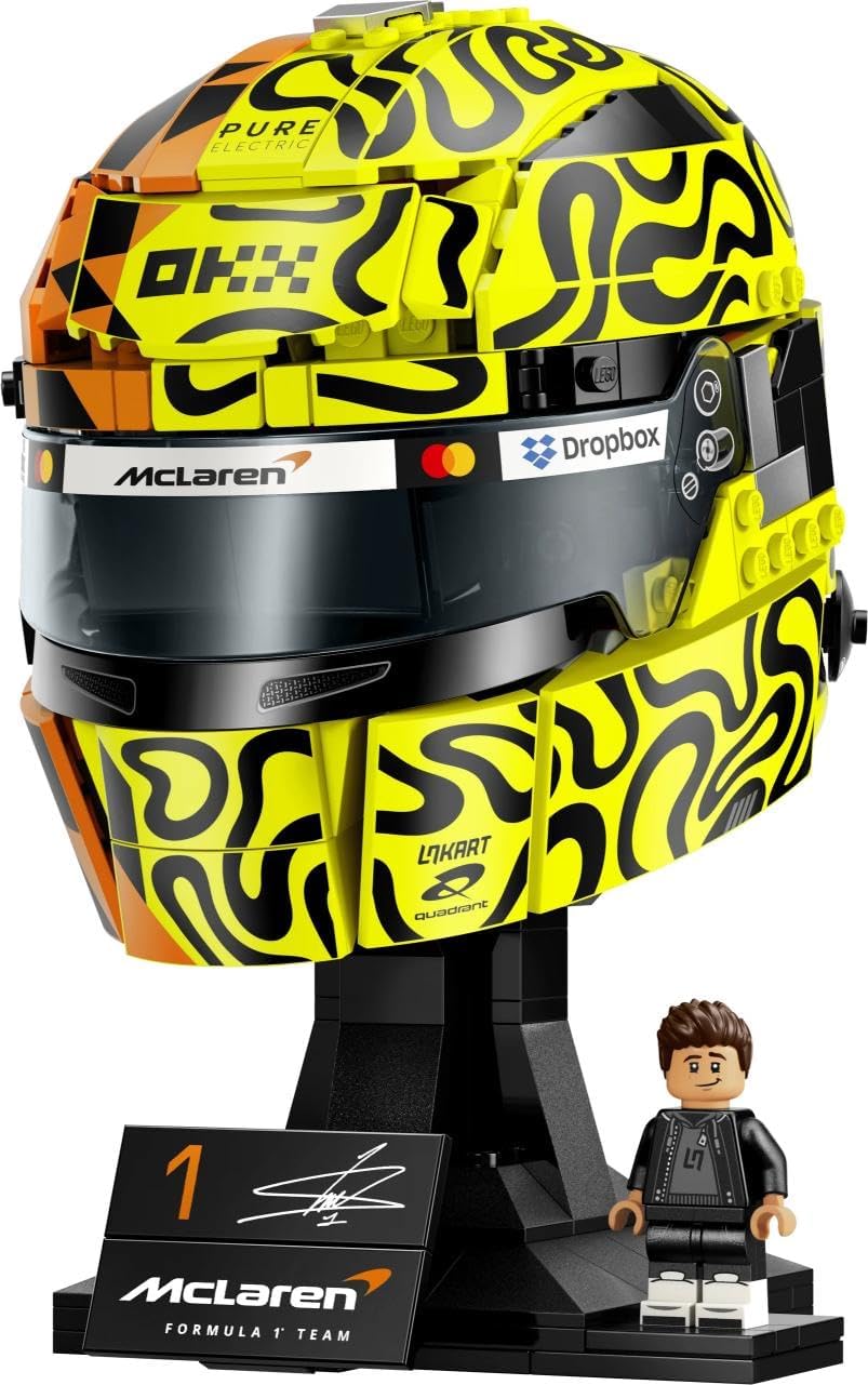 LEGO Editions McLaren Mastercard F1 Team Lando Norris Helmet - F1 Merchandise - Display Model Kit w/Collectible Minifigure - Gift for 14+ Year Old Boys & Adult Motorsport Fans - 43023