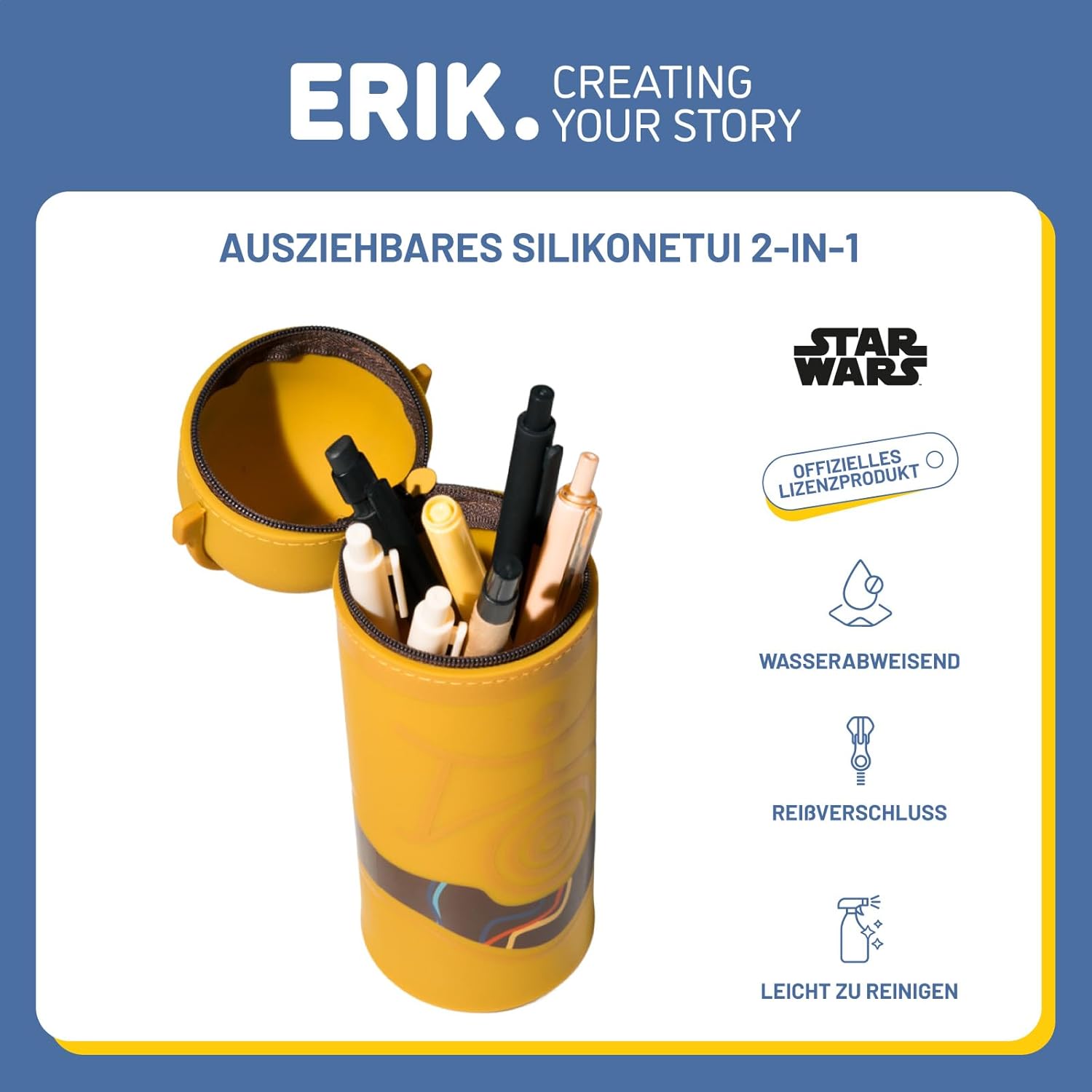 Grupo Erik Mäppchen Star Wars C-3PO 1 Fach - Stift Etui Schule - Federmäppchen Mädchen Schlampermäppchen Jungen Federtasche Star Wars Merch