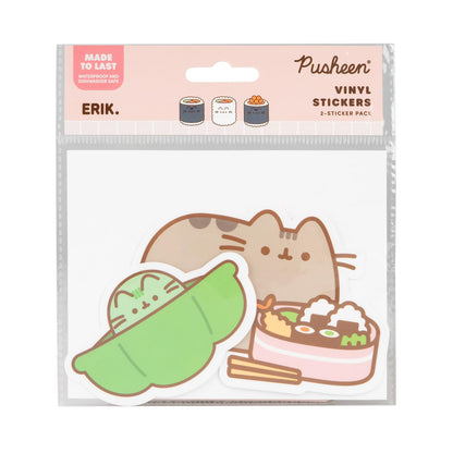 Grupo Erik Set 2 Stickers Pusheen Sushi Roll - Adesivi in Vinile Sagomati Kawaii per Laptop, Borraccia e Cellulare | Decorazioni Resistenti