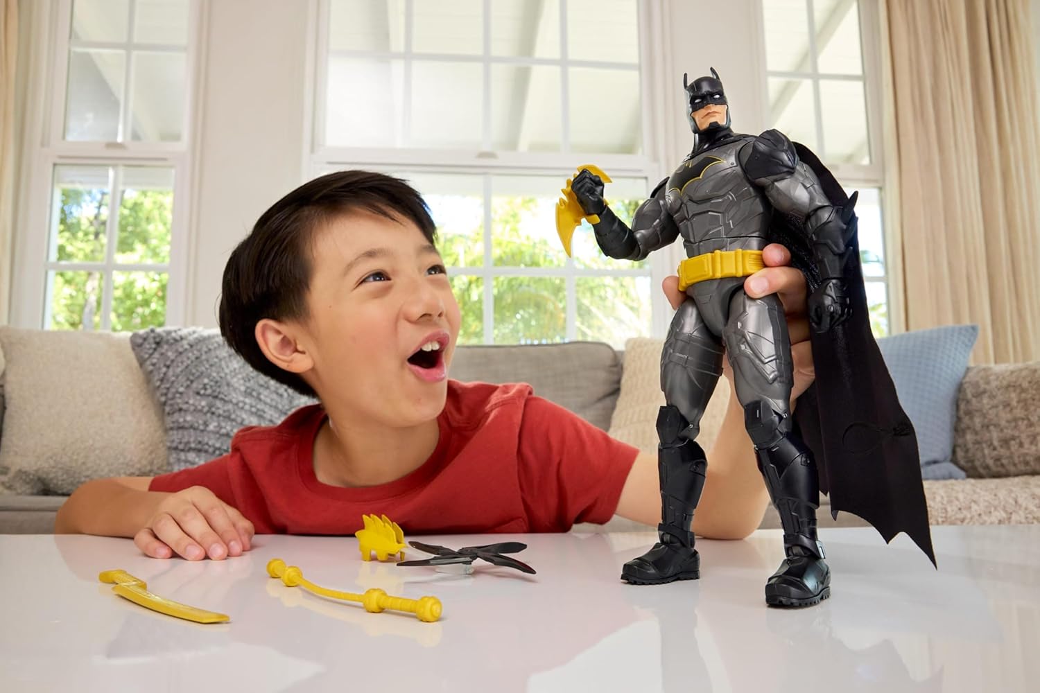 Mattel DC 12-Inch Crime Crusher Batman Action Figure, 25 Plus Phrases & Sounds, 16 Points of Articulation, 4 Weapons, JMD53