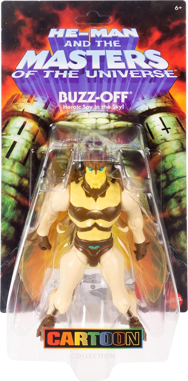 Masters of the Universe Origins Action Figure 200X Cartoon Collection Buzz-Off, 5.5 Inch 1980s MOTU Heroic Spy, Detailed Design, Long Handled Hatchet, JHK04