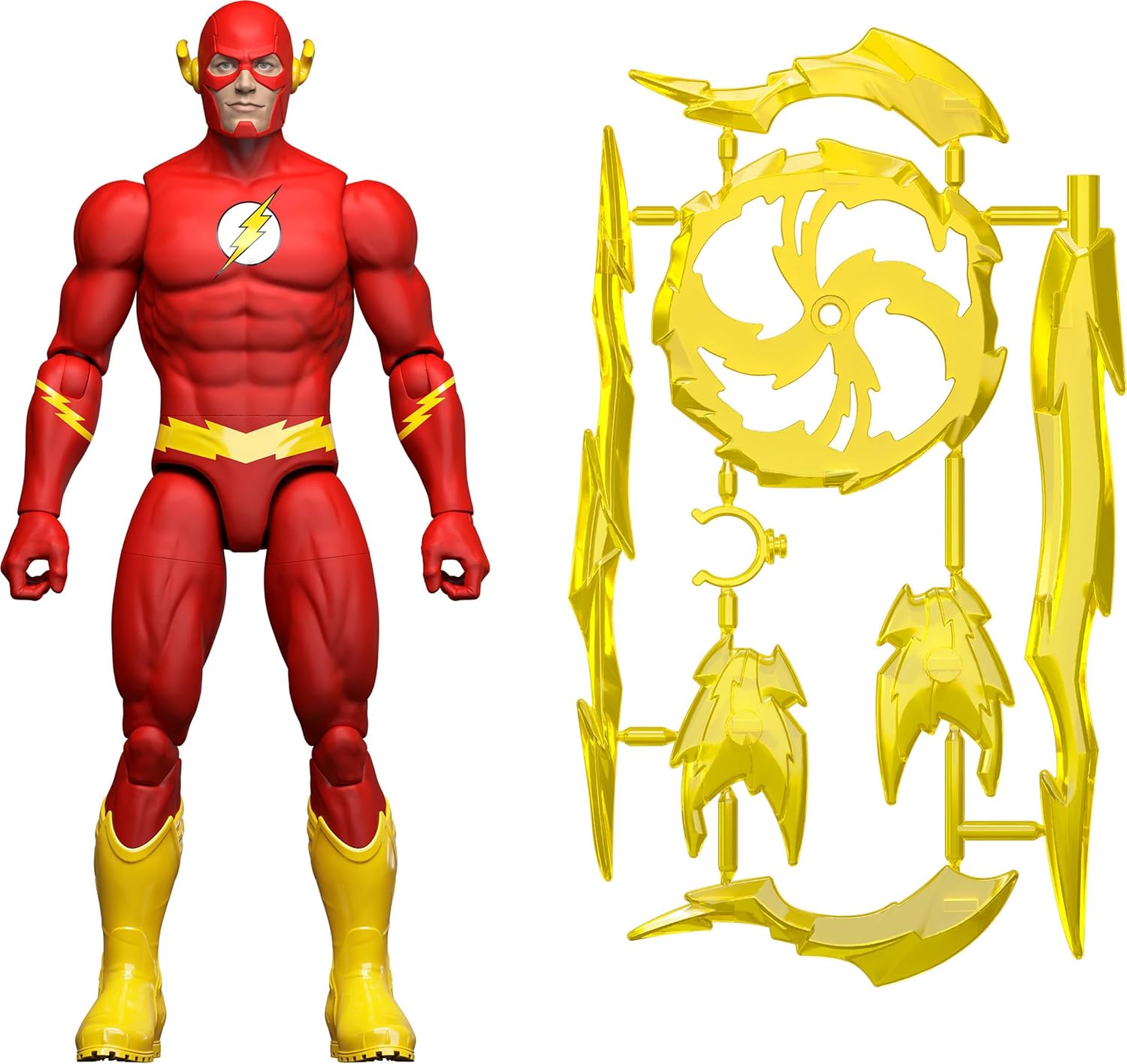 Mattel DC Premier 6.5 Inch The Flash Action Figure Series 1, Detailed Super Hero Design with 22 Articulations, Speed Effects & Lightning Bolts