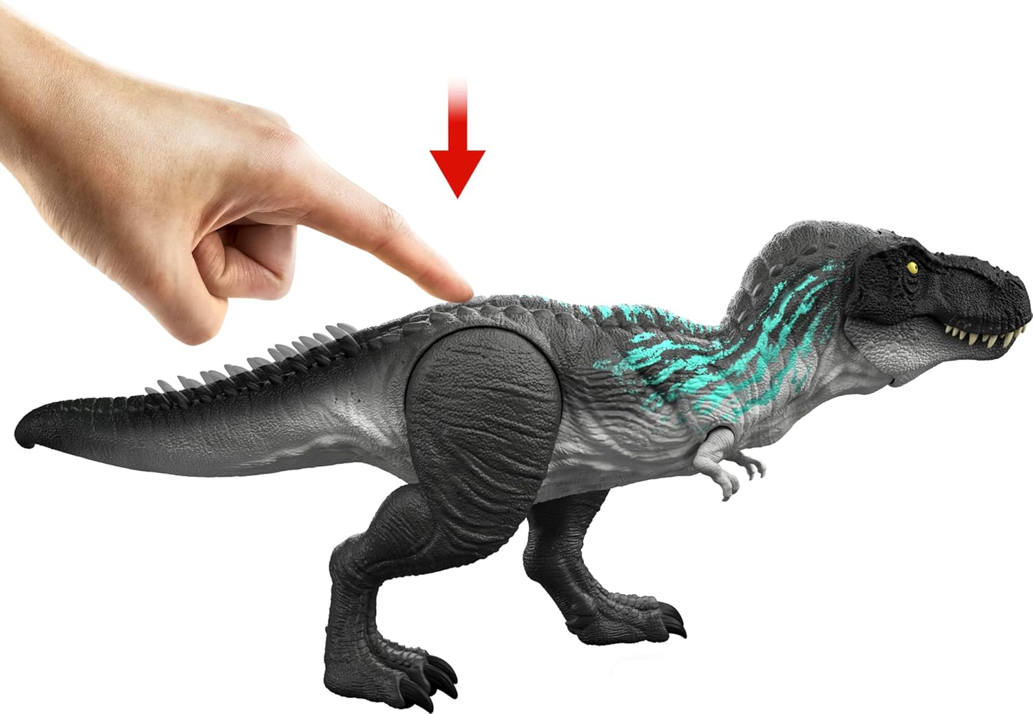 Mattel Jurassic World Muscle Madness Tyrannosaurus Rex Action Figure, T-Rex with Torso Growth & Evolving Tail Spikes, Chomp & Roars, JKG92