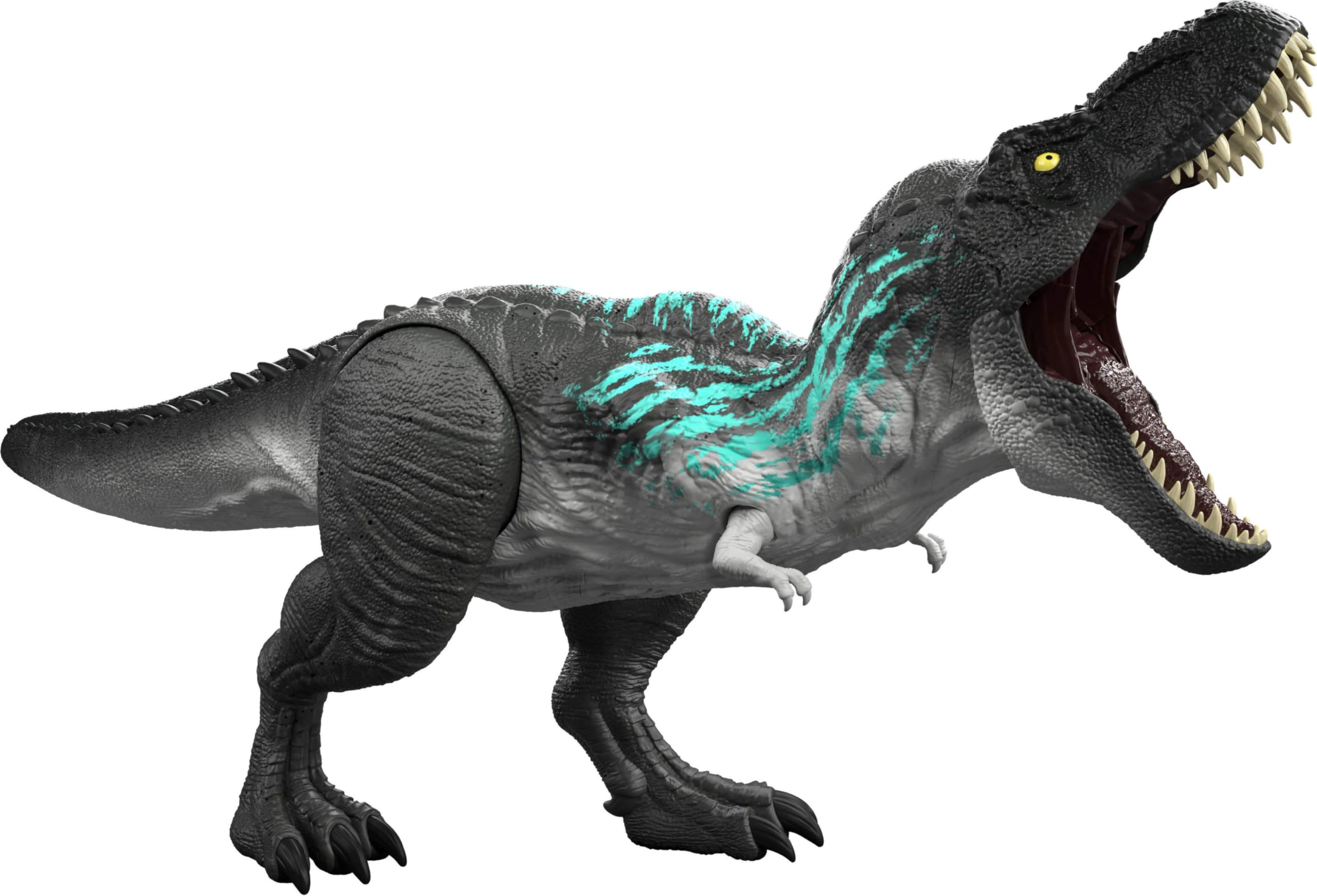 Mattel Jurassic World Muscle Madness Tyrannosaurus Rex Action Figure, T-Rex with Torso Growth & Evolving Tail Spikes, Chomp & Roars, JKG92