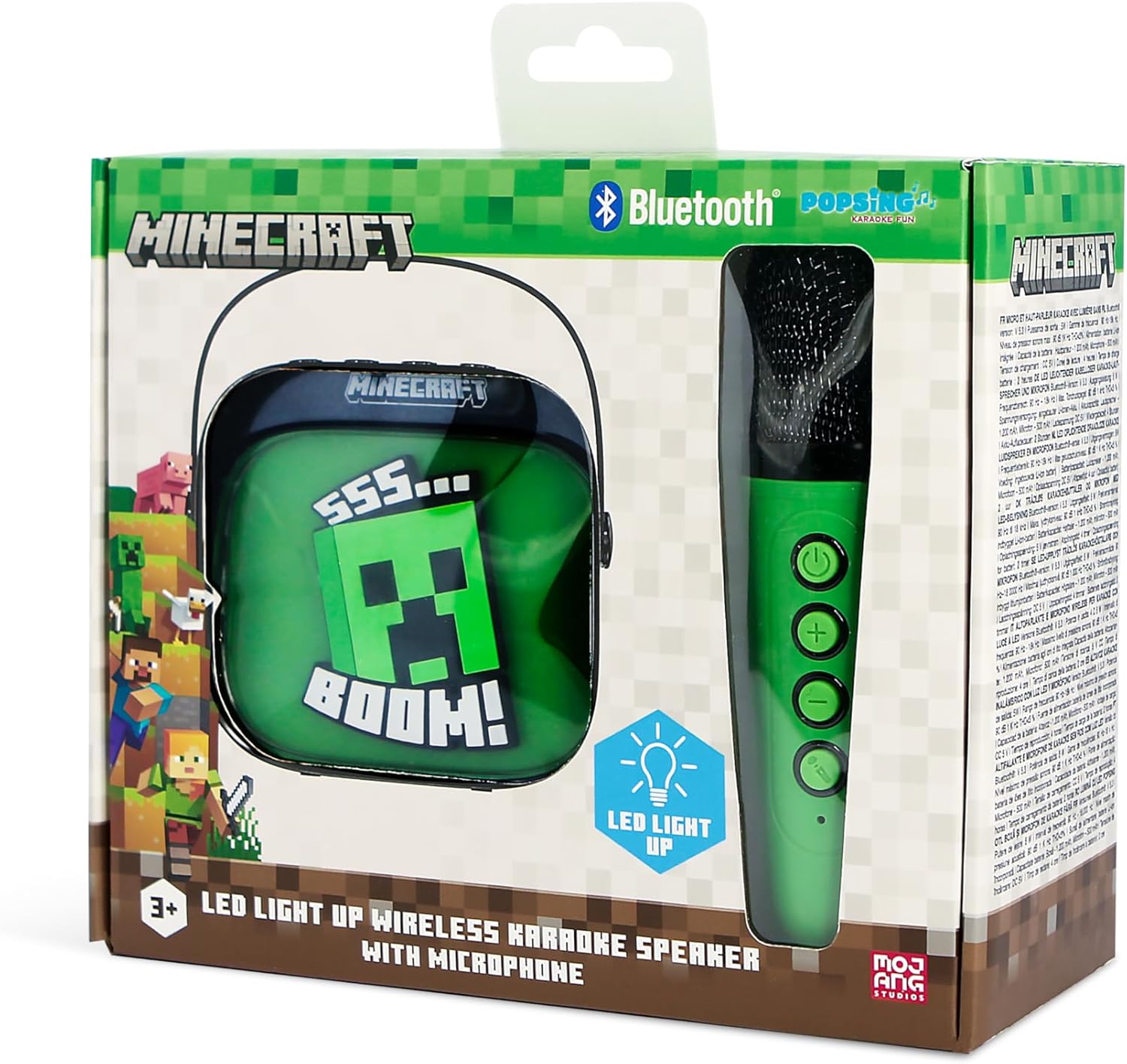 Otl - Light Up Wireless Karaoke Speaker W/ Microphone - Minecraft