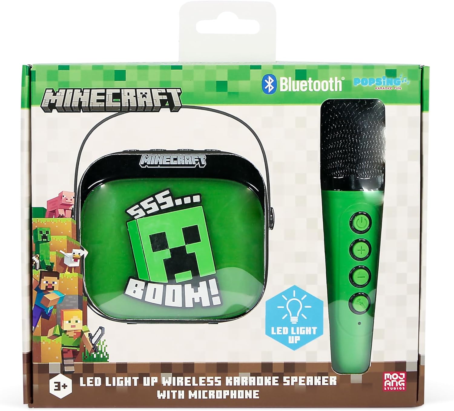 Otl - Light Up Wireless Karaoke Speaker W/ Microphone - Minecraft
