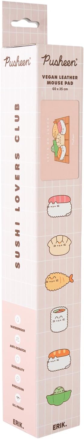 Grupo Erik Tappetino Mouse XXL Pusheen - Tappetino Scrivania Impermeabile e Antiscivolo in Pelle Vegana 35x60 cm | Mousepad, Accessori Gaming per Scrivania