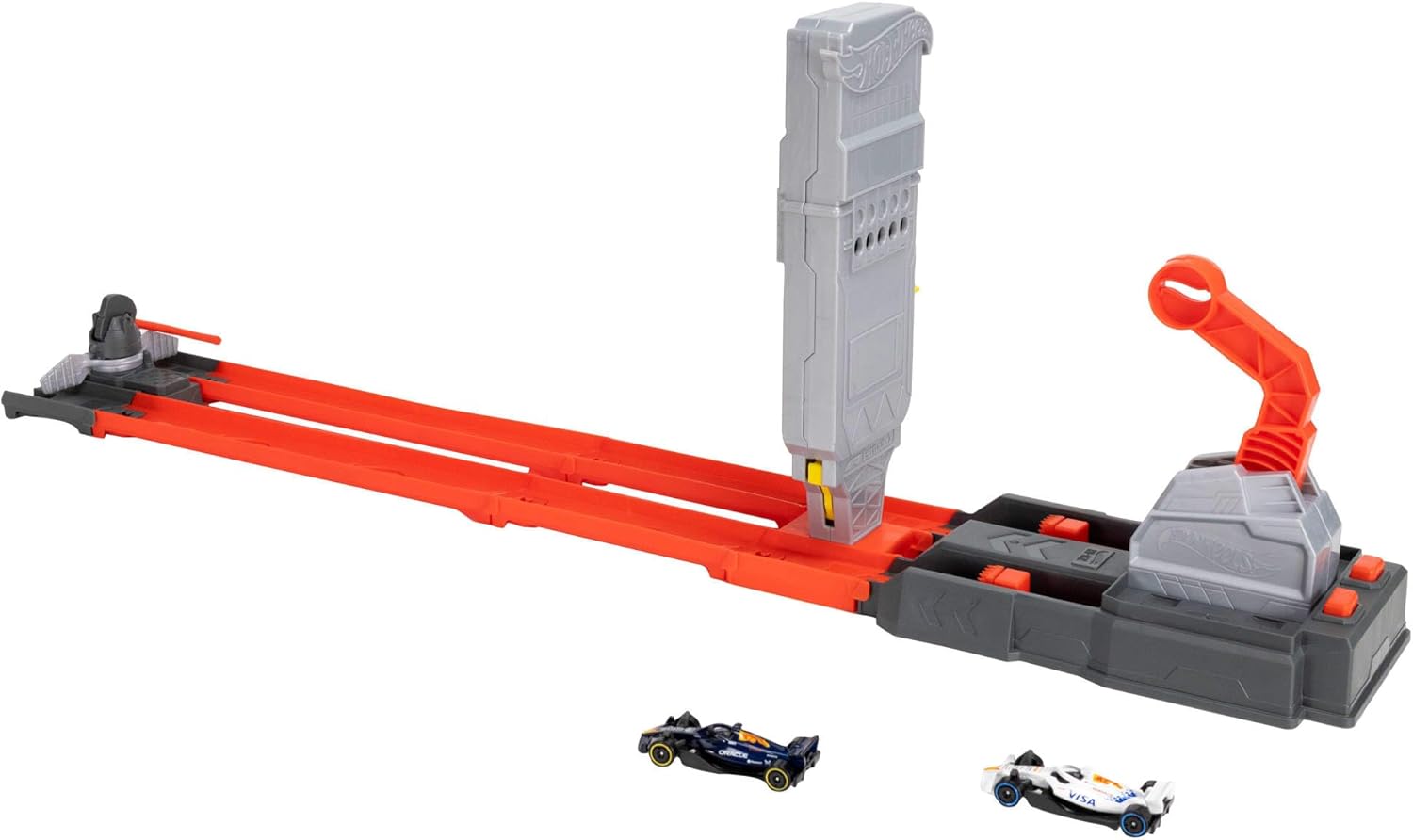 Hot Wheels Racing F1 Toy Car Track Set with 1:64 Scale Oracle Red Bull & Visa Cash App Racing Bulls Formula One Team Vehicles, JNN35