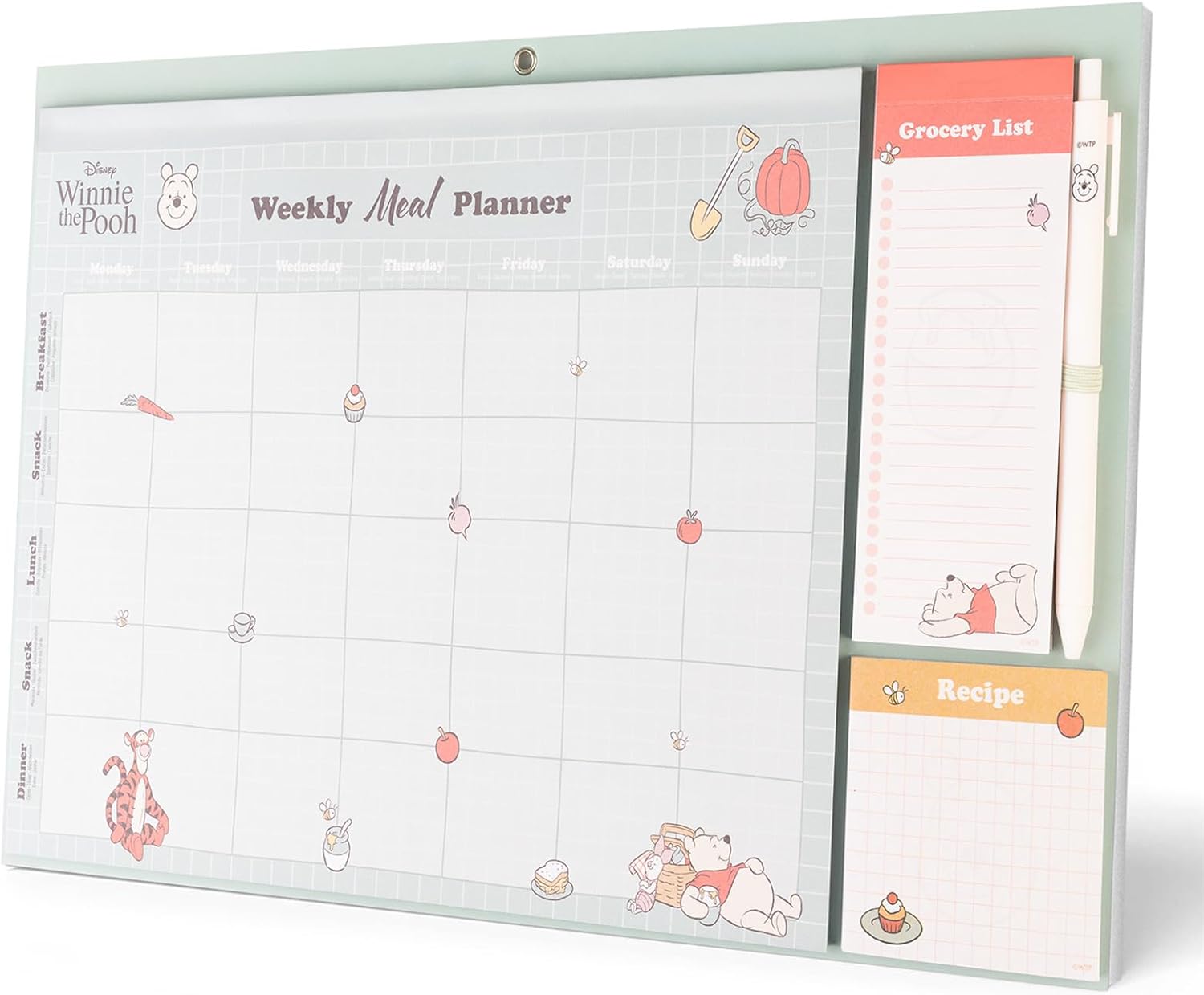 Grupo Erik Pianificatore Settimanale Pasti A4 Winnie the Pooh - Menu Settimanale Planner Magnetico da Frigo per Dieta con Lista della Spesa, Spazio per Note e Penna (21 x 29,7 cm) | Più di 50 Fogli