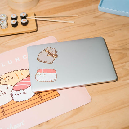 Grupo Erik Set 2 Stickers Pusheen Sushi Roll - Adesivi in Vinile Sagomati Kawaii per Laptop, Borraccia e Cellulare | Decorazioni Resistenti