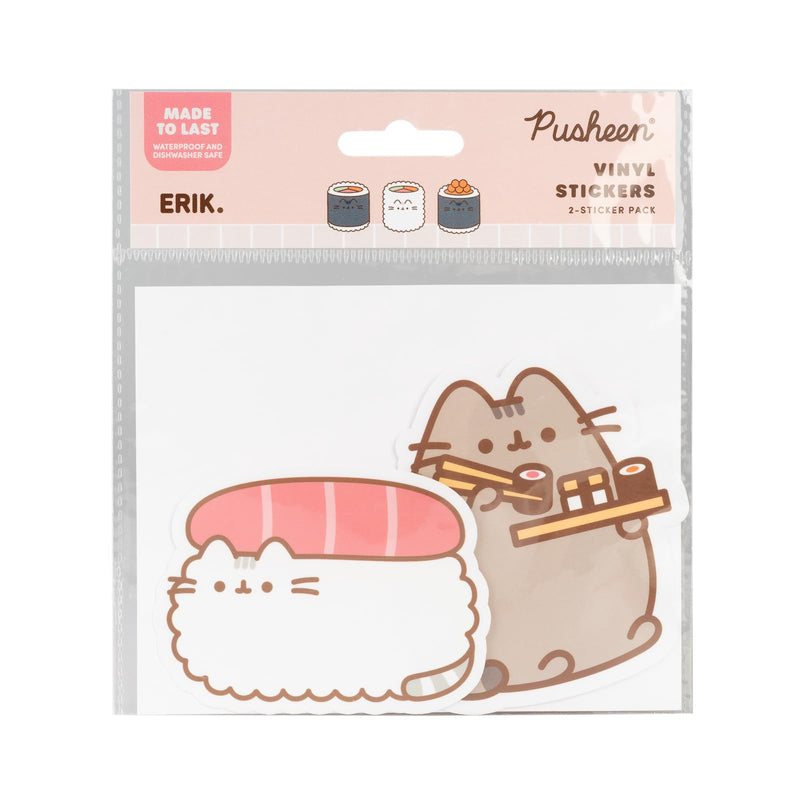 Grupo Erik Set 2 Stickers Pusheen Sushi Roll - Adesivi in Vinile Sagomati Kawaii per Laptop, Borraccia e Cellulare | Decorazioni Resistenti
