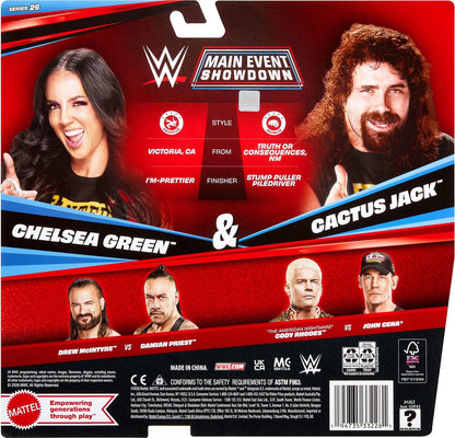 Mattel WWE Chelsea Green & Cactus Jack Main Event Showdown Series 26 Action Figures 2 Pack Wrestling Toy