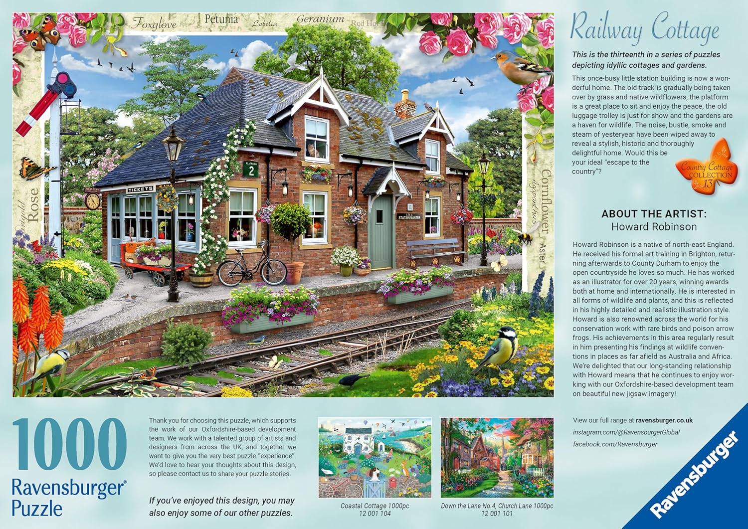 Ravensburger Country Cottage Collection Nr. 13 Eisenbahnhütte, 1000-teiliges Puzzle für Erwachsene und Kinder ab 12 Jahren