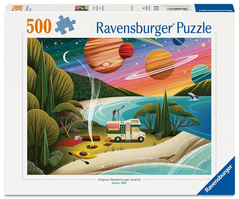 Ravensburger Camping 500 Piece Jigsaw Puzzle for Adults & Kids Age 10+ – Cosmic Night Sky, Planets & Camper Van Scene
