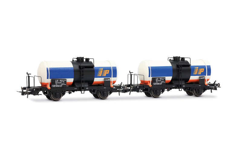 Rivarossi HR6709 FS, 2-Einheiten-Pack 2-Achs-Kesselwagen "IP", Big Tank, ohne Bremserhaus, ep.IV Eisenbahnwagen