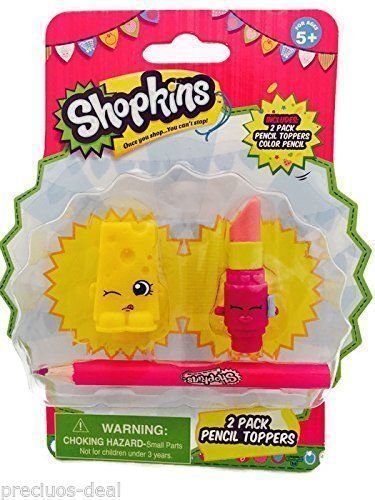 Shopkins 2Pk Lipstick Cheese Pencil Topper Blister