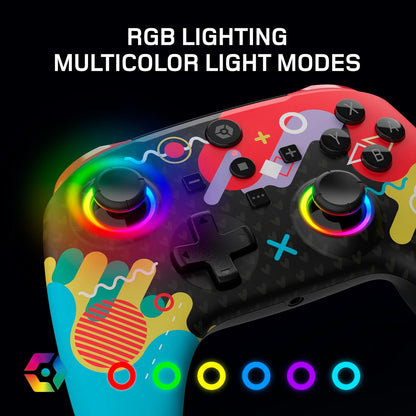 Gioteck WX5+ Doodle - Wireless Controller for Nintendo Switch 2 - Chat Menu Button - Hall Effect Thumbs and Triggers - Customisable RGB - Programmable Back Buttons