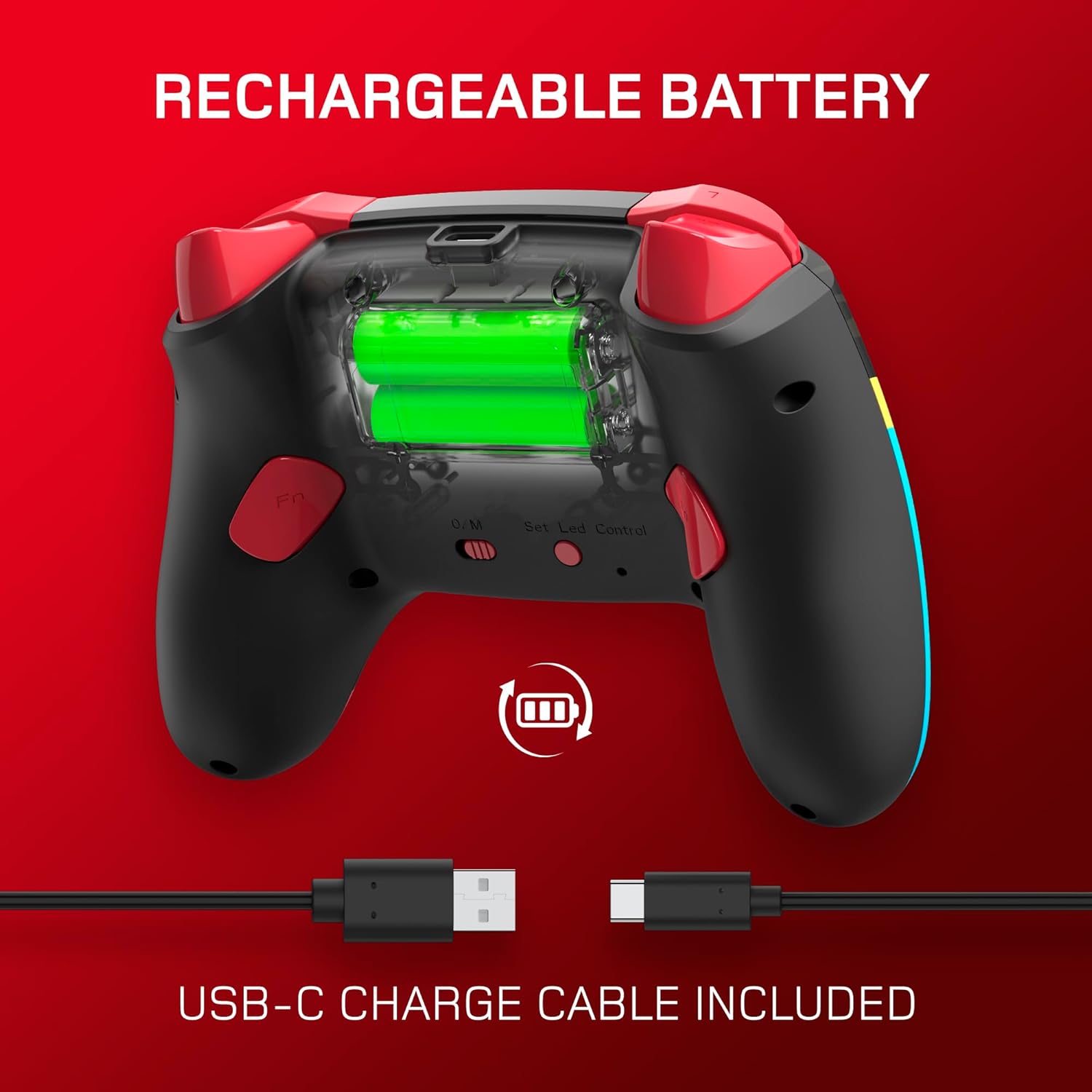 Gioteck WX5+ Doodle - Wireless Controller for Nintendo Switch 2 - Chat Menu Button - Hall Effect Thumbs and Triggers - Customisable RGB - Programmable Back Buttons