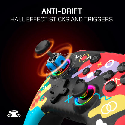 Gioteck WX5+ Doodle - Wireless Controller for Nintendo Switch 2 - Chat Menu Button - Hall Effect Thumbs and Triggers - Customisable RGB - Programmable Back Buttons