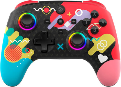 Gioteck WX5+ Doodle - Wireless Controller for Nintendo Switch 2 - Chat Menu Button - Hall Effect Thumbs and Triggers - Customisable RGB - Programmable Back Buttons