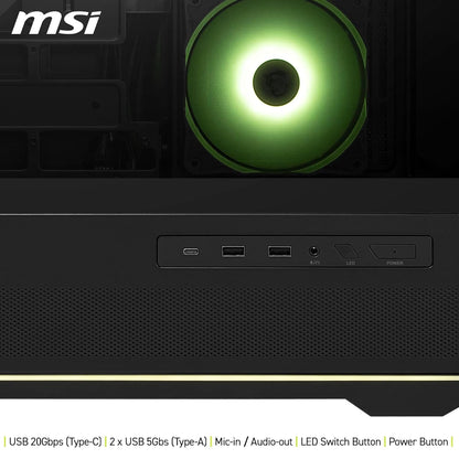 MSI MAG PANO 110R PZ - Mid-tower Gaming PC Case - Supports up to 400 mm GPU in length, Removable Dust Filters, USB 20Gbps (Type-C), Back-connect ATX & Micro-ATX Motherboard support
