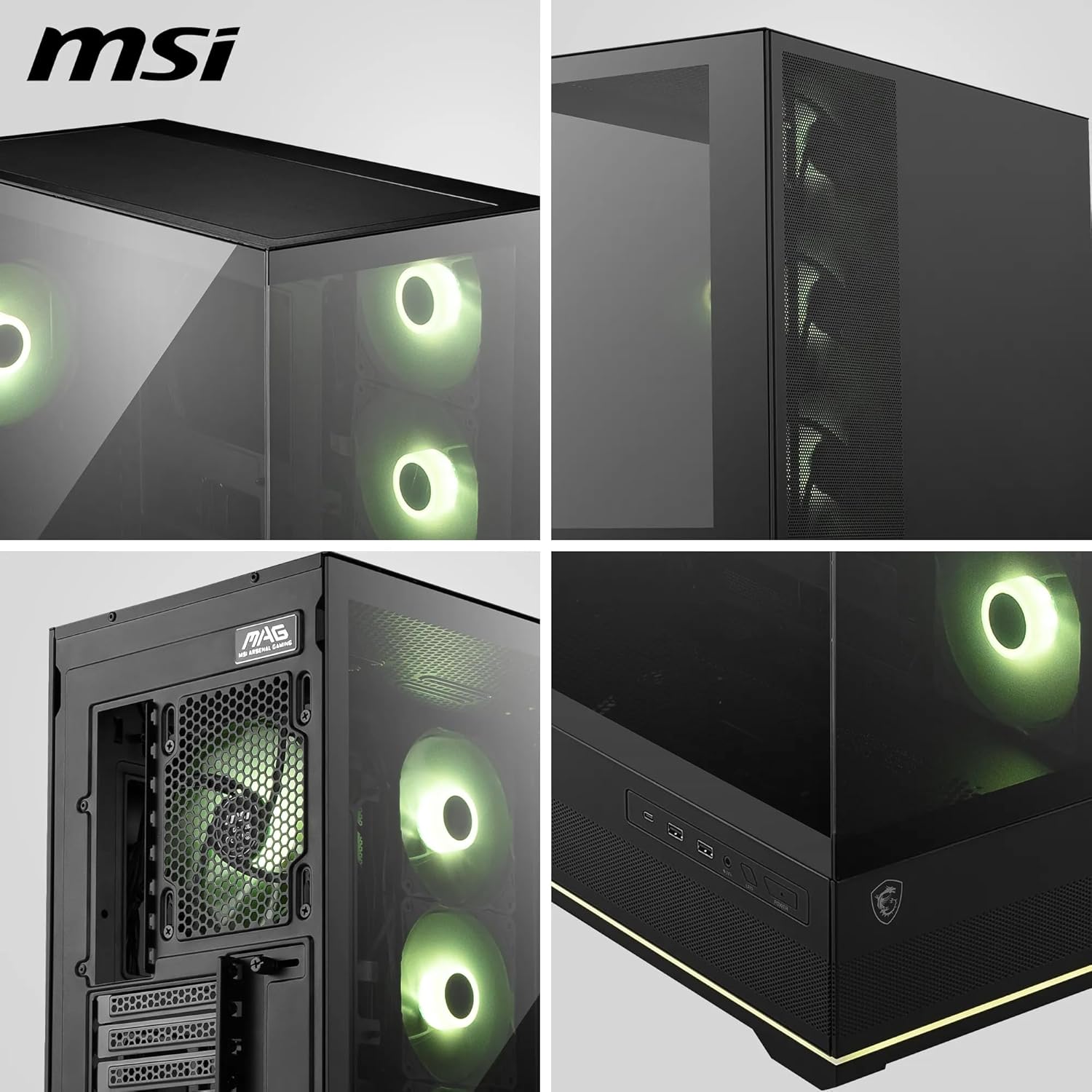 MSI MAG PANO 110R PZ - Mid-tower Gaming PC Case - Supports up to 400 mm GPU in length, Removable Dust Filters, USB 20Gbps (Type-C), Back-connect ATX & Micro-ATX Motherboard support
