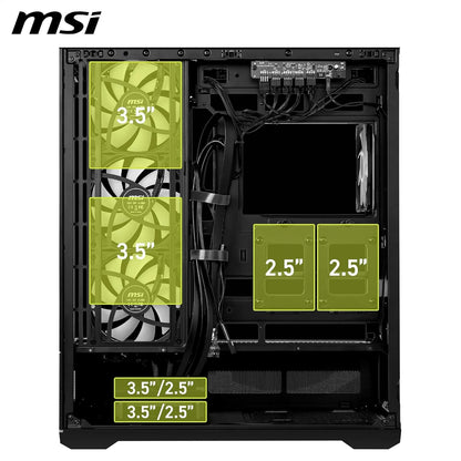 MSI MAG PANO 110R PZ - Mid-tower Gaming PC Case - Supports up to 400 mm GPU in length, Removable Dust Filters, USB 20Gbps (Type-C), Back-connect ATX & Micro-ATX Motherboard support
