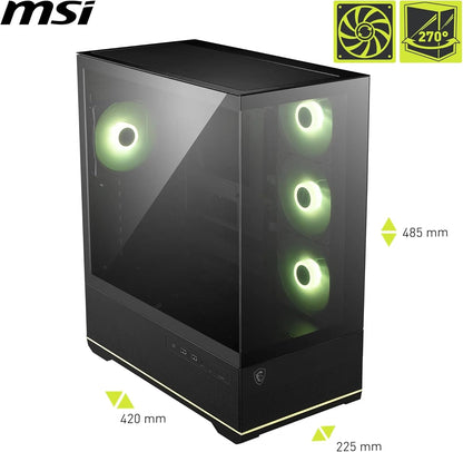 MSI MAG PANO 110R PZ - Mid-tower Gaming PC Case - Supports up to 400 mm GPU in length, Removable Dust Filters, USB 20Gbps (Type-C), Back-connect ATX & Micro-ATX Motherboard support