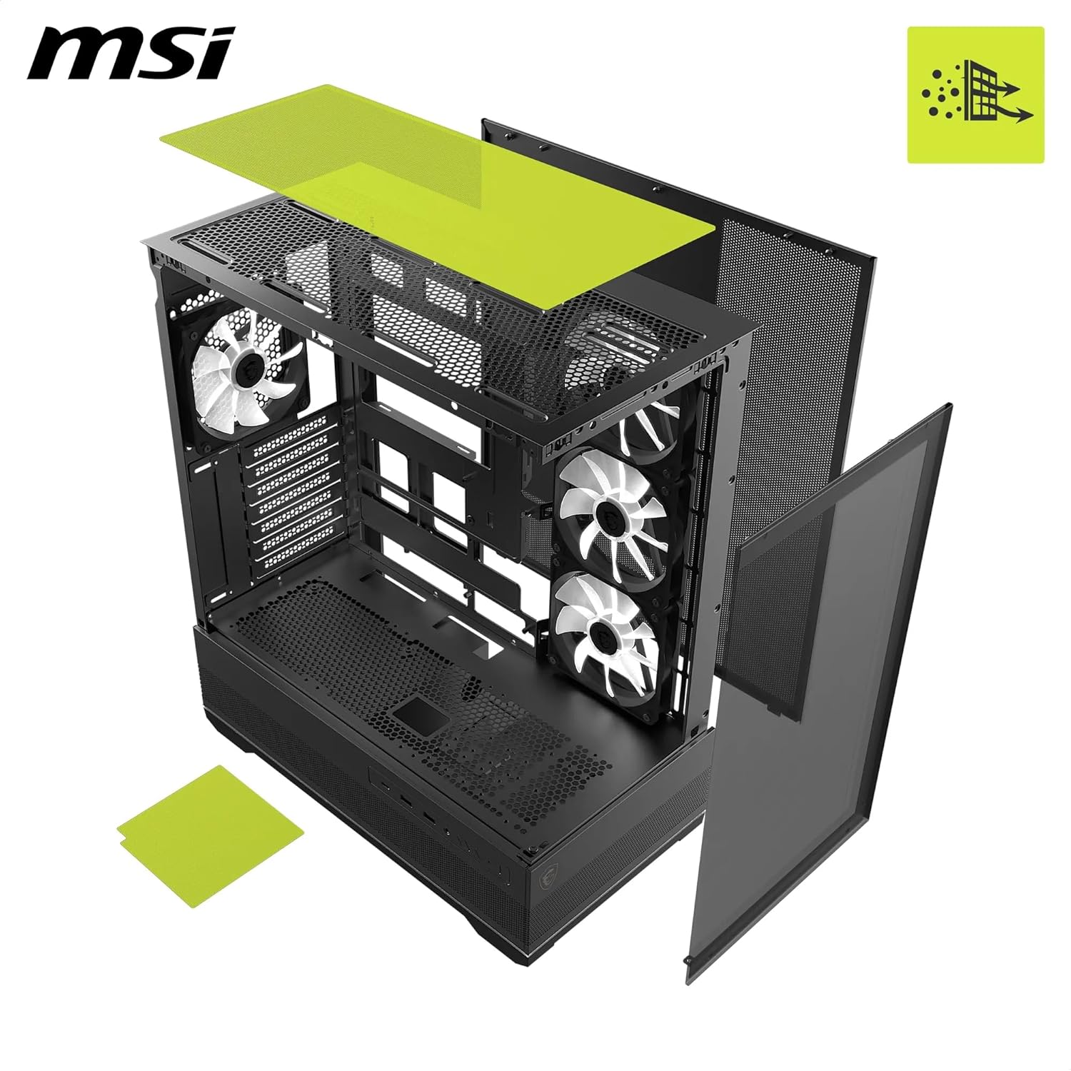 MSI MAG PANO 110R PZ - Mid-tower Gaming PC Case - Supports up to 400 mm GPU in length, Removable Dust Filters, USB 20Gbps (Type-C), Back-connect ATX & Micro-ATX Motherboard support