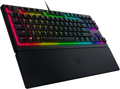 Razer Ornata V3 Tenkeyless - Compact Low Profile Gaming Keyboard (Mecha-Membrane Switches, UV-coated Keycaps, Backlit Dedicated Media Keys, Magnetic Soft-Touch Wrist Rest) QWERTY UK Layout | Black