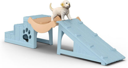 Schleich Farm World | Abenteuerzeit für Welpen 42763 | Set mit 2 Hunden, Hundehütte, Rampe, Treppe & Zubehör | Detailgetreues Bauernhof Spielzeug | Geschenkidee für Kinder ab 3 Jahren | 12 Teile