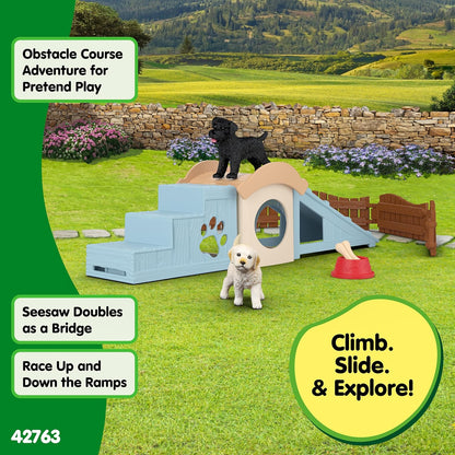 Schleich Farm World | Abenteuerzeit für Welpen 42763 | Set mit 2 Hunden, Hundehütte, Rampe, Treppe & Zubehör | Detailgetreues Bauernhof Spielzeug | Geschenkidee für Kinder ab 3 Jahren | 12 Teile