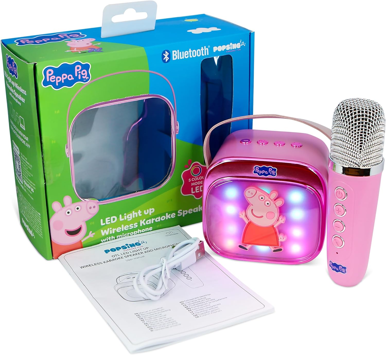 Otl - Light Up Wireless Karaoke Speaker W/ Microphone - Peppa Pig