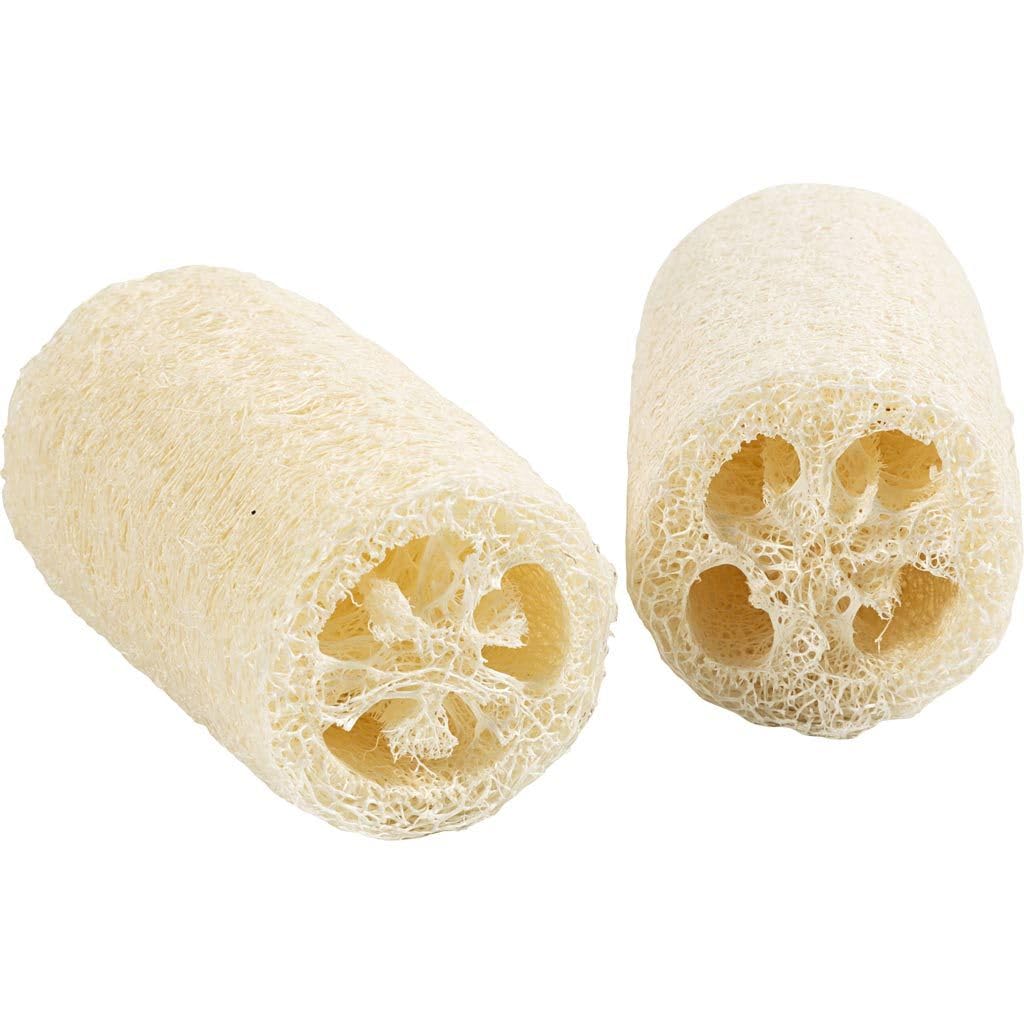 Creativ Company - Natural Loofah Sponge - Light Natural - L: 10 Cm, Dia: 5,5-8 Cm, 2 Pc/1 Pack (70028)