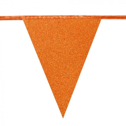 Kartonnen vlaggenlijn Glitter oranje