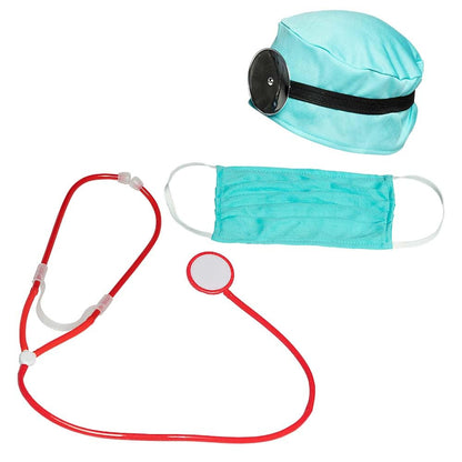 Boland - 44809 - Doktersset, accessoire voor carnaval, verkleedset, dokterskapje, hoofdband met reflector, mondkapje en stethoscoop, themafeest, vrijgezellenfeest
