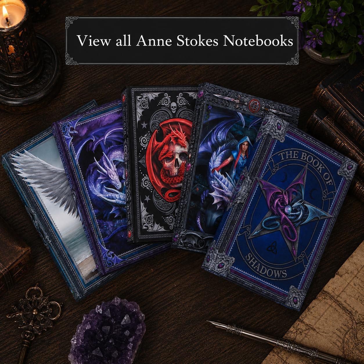 Anne Stokes A5 Gothic Fantasy Journals 17cm – Hardback Writing Notebooks (Dragon Mage